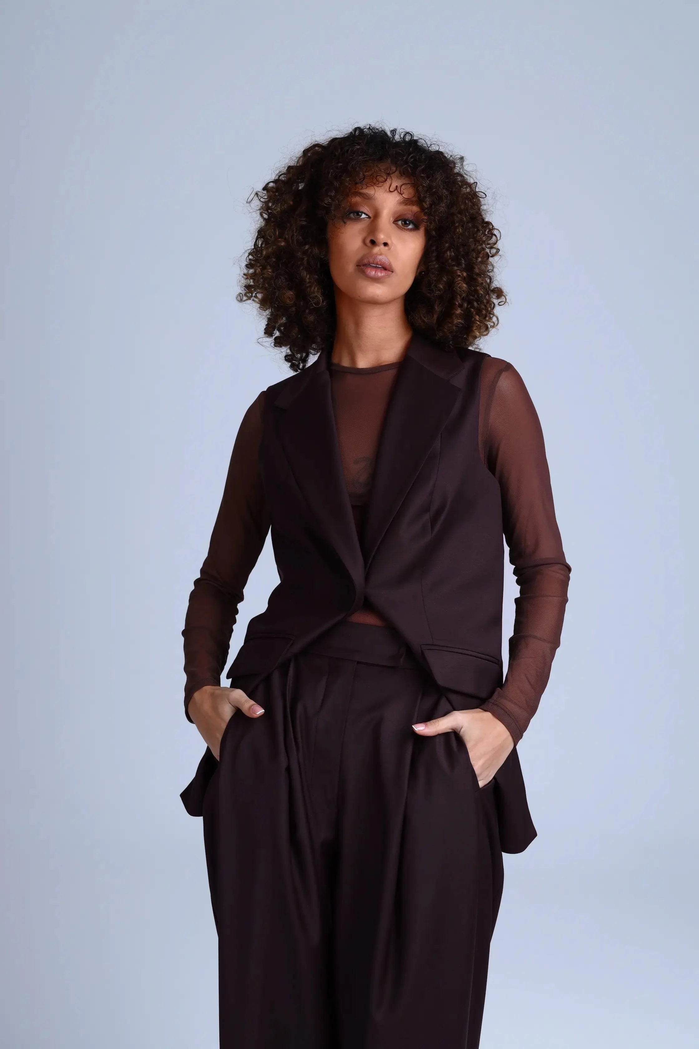 Monica Italian Design Brown Virgin Wool Suit