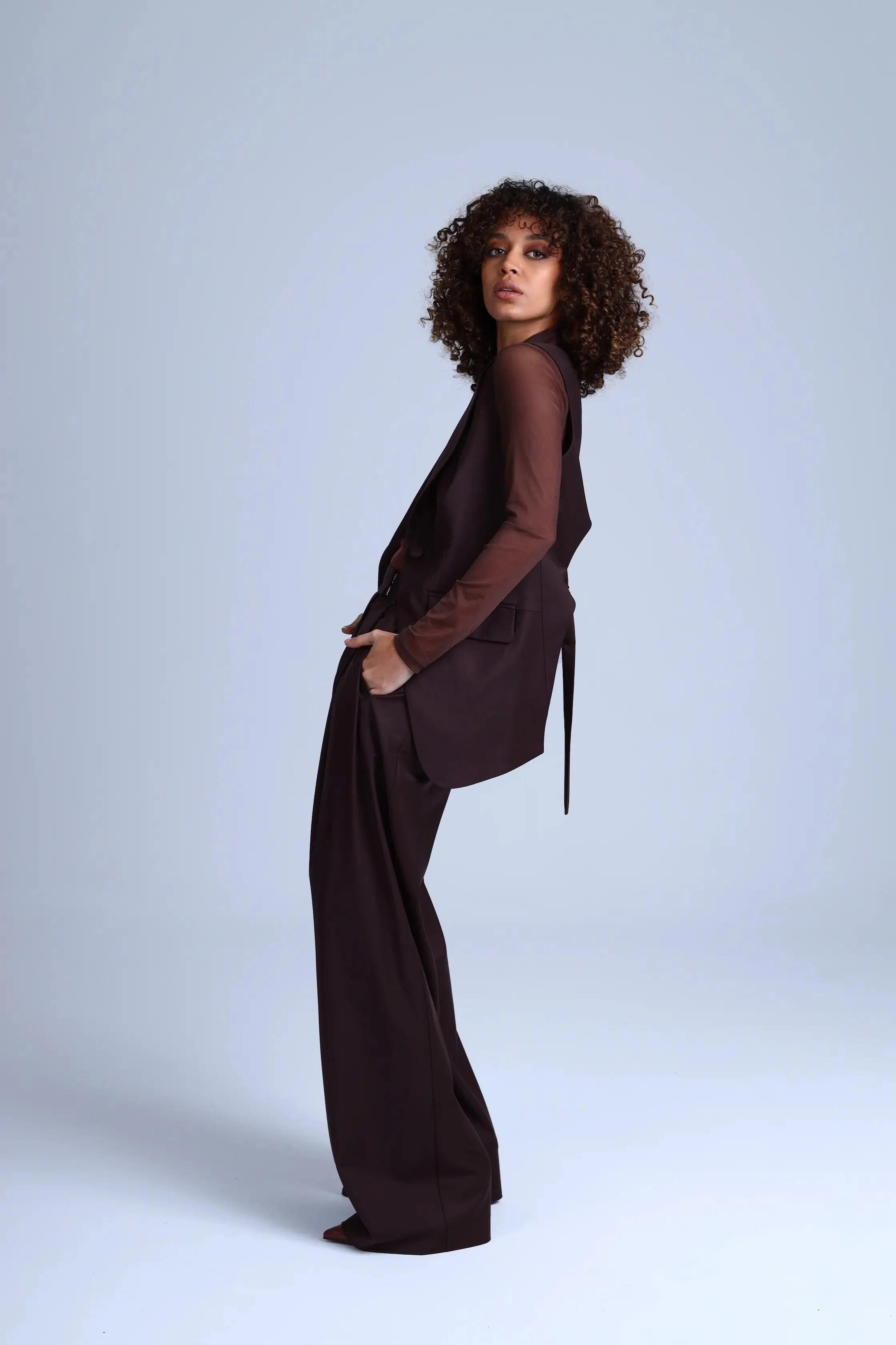 Monica Italian Design Brown Virgin Wool Suit