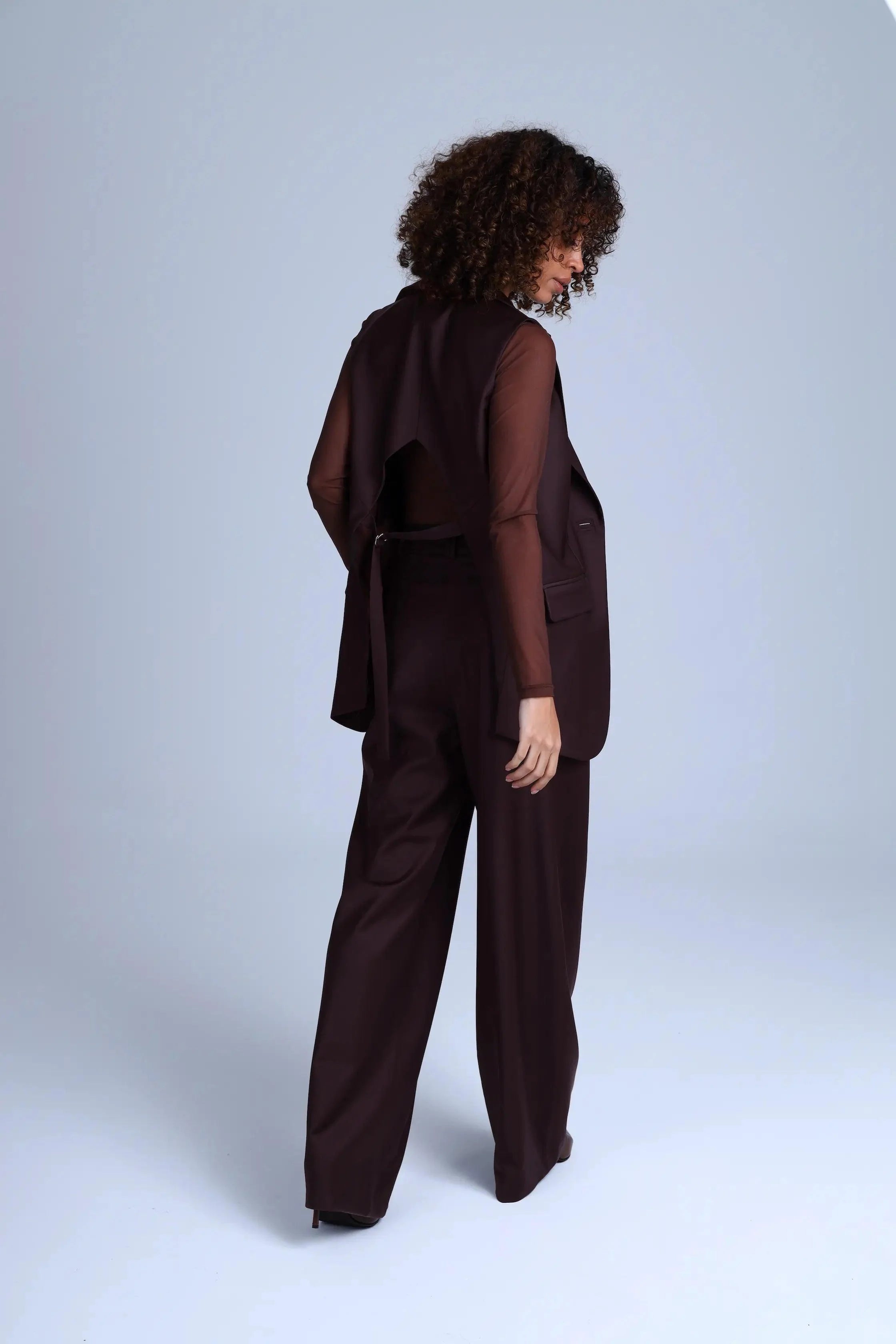 Monica Italian Design Brown Virgin Wool Suit