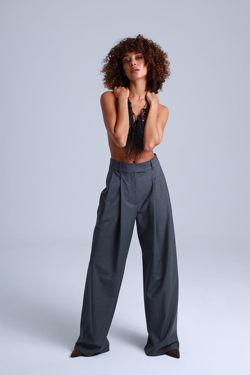 Sophia Suit Wide Style Grey Virgin Wool Pants
