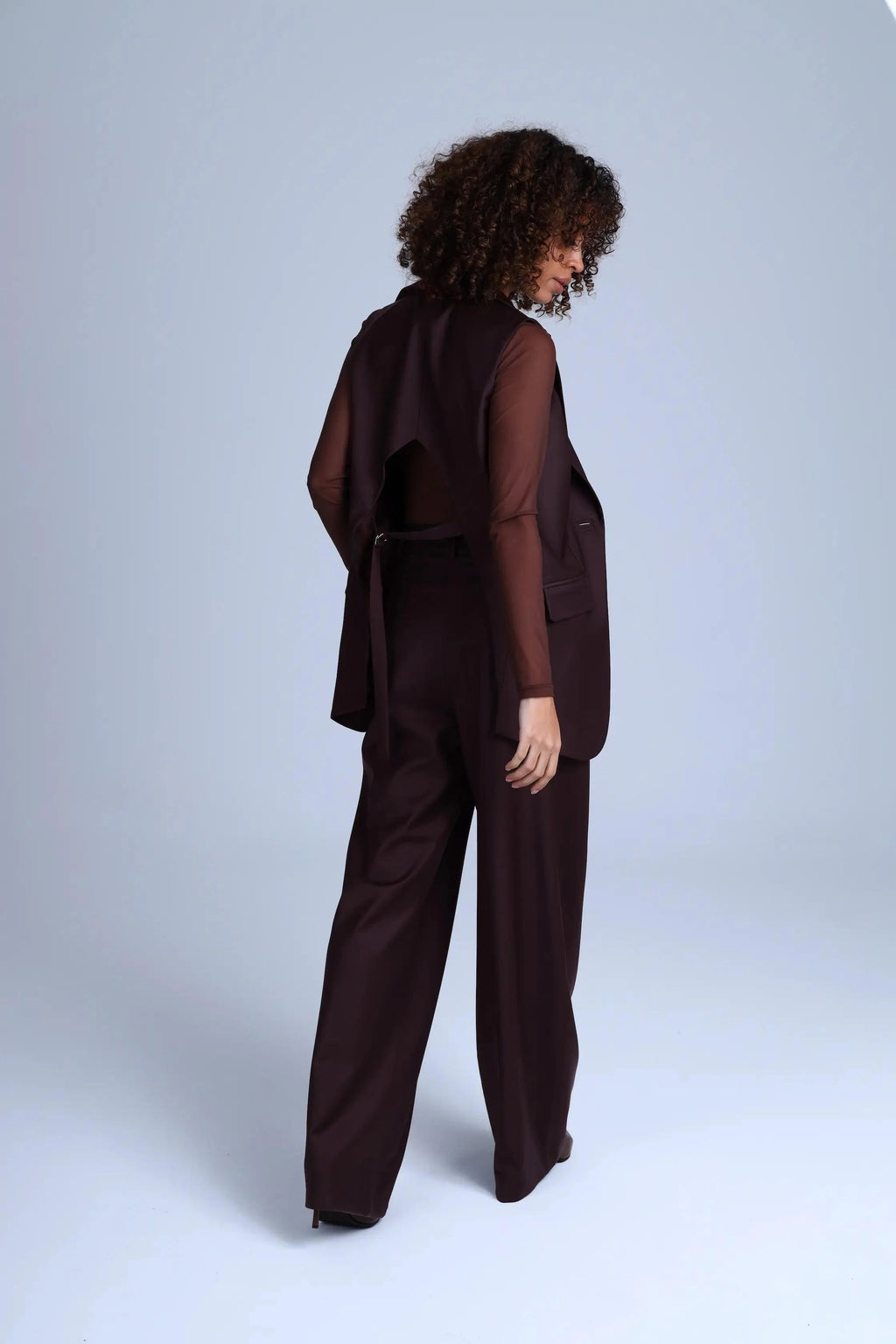 Monica Italian Design Brown Virgin Wool Suit