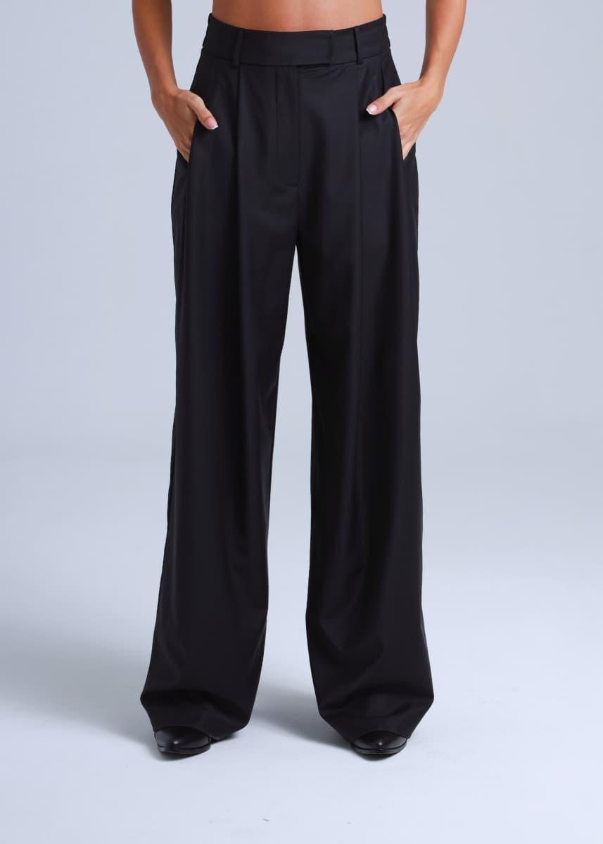 Liza Suit Wide Style Black Virgin Wool Pants