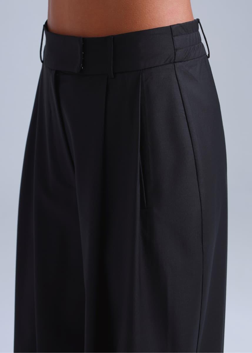 Liza Suit Wide Style Black Virgin Wool Pants