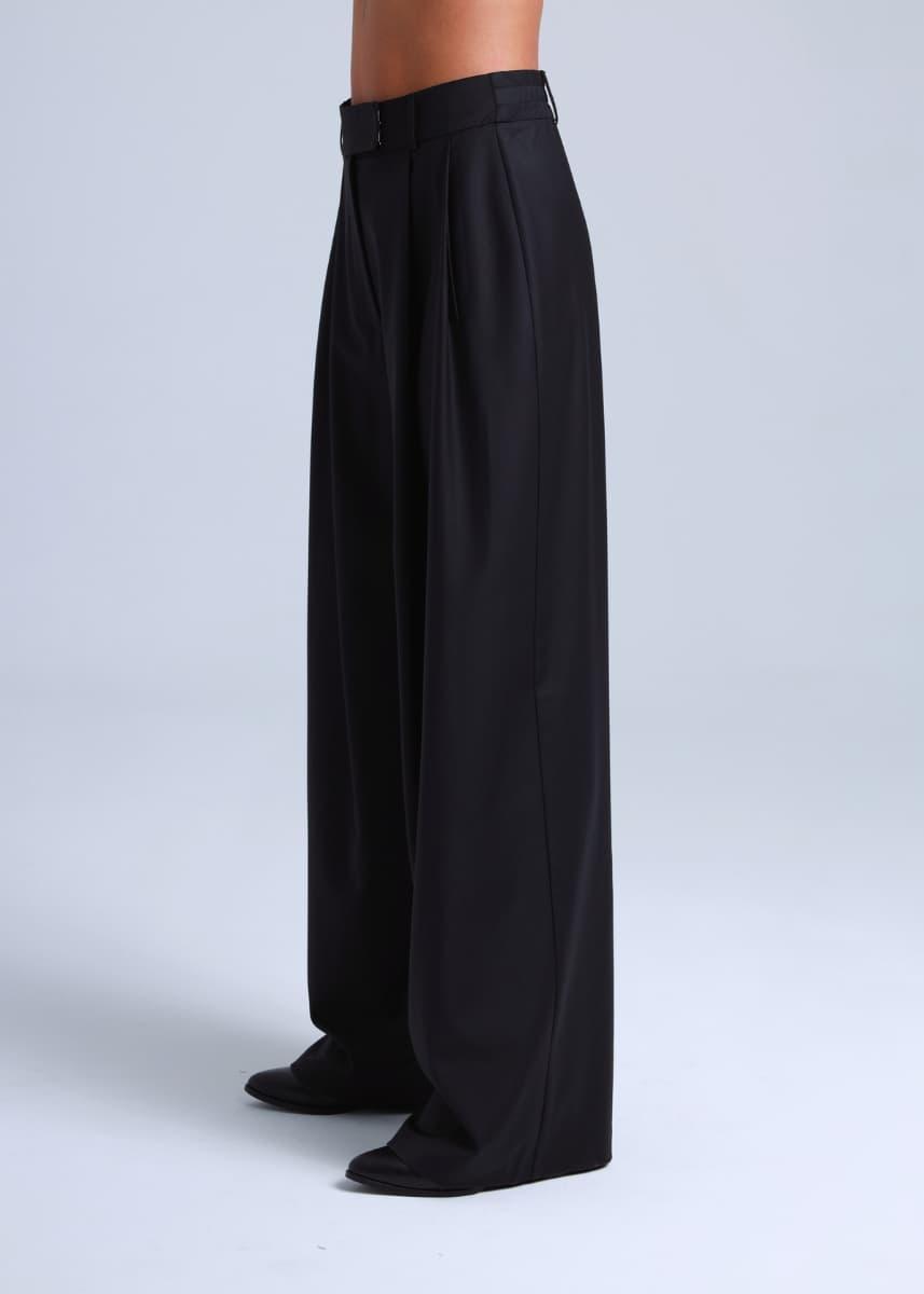 Liza Suit Wide Style Black Virgin Wool Pants